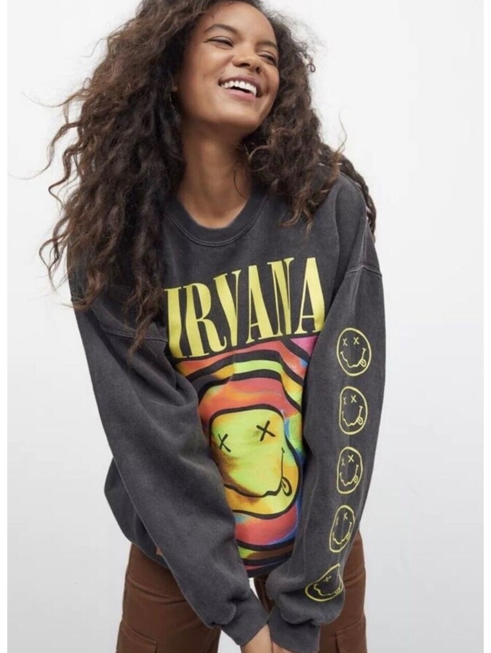 Nirvana Smile Women's Grey Sweatshirt SZ S/M